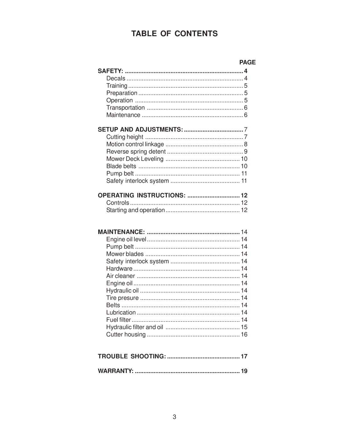 Yazoo/Kees KKFW48180, KKFW52180, KKFW52210 manual Table of Contents 