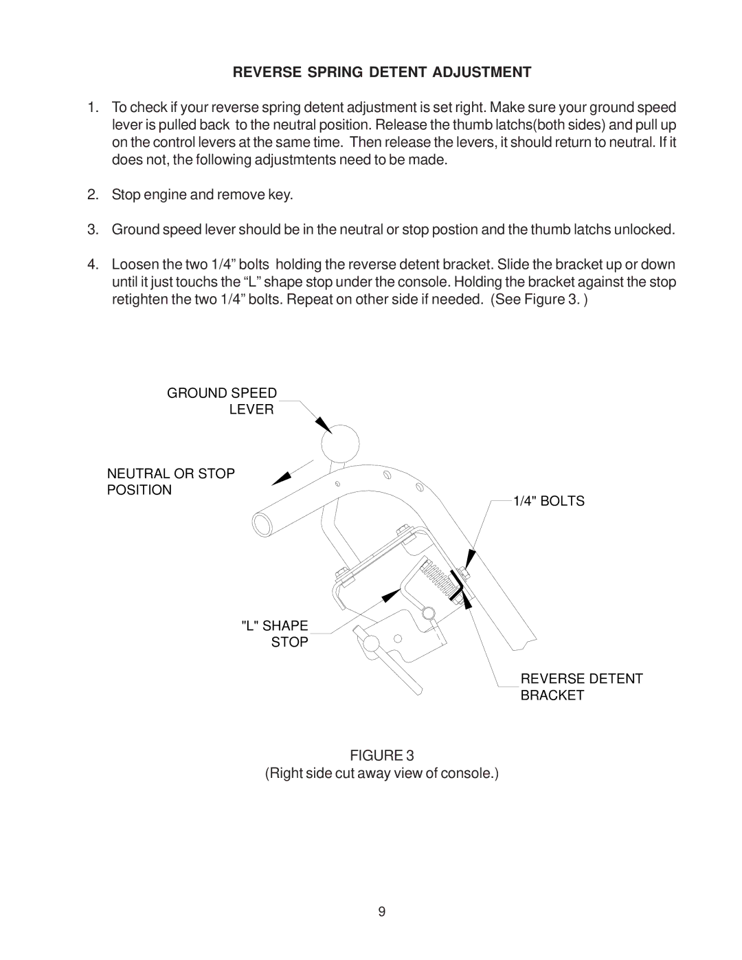 Yazoo/Kees KKFW48180, KKFW52180, KKFW52210 manual Reverse Spring Detent Adjustment 