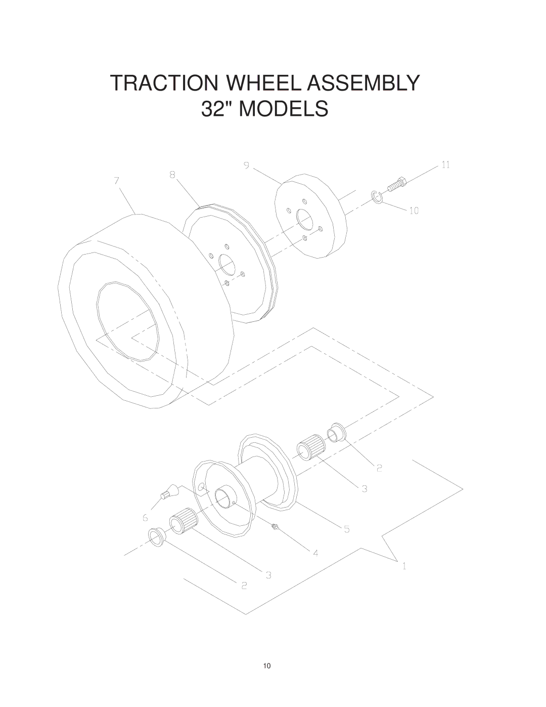 Yazoo/Kees KKW32132, KKW48152, KKH36152, KKW36132, KKH36132, KKH32132, KKH48152 manual Traction Wheel Assembly Models 