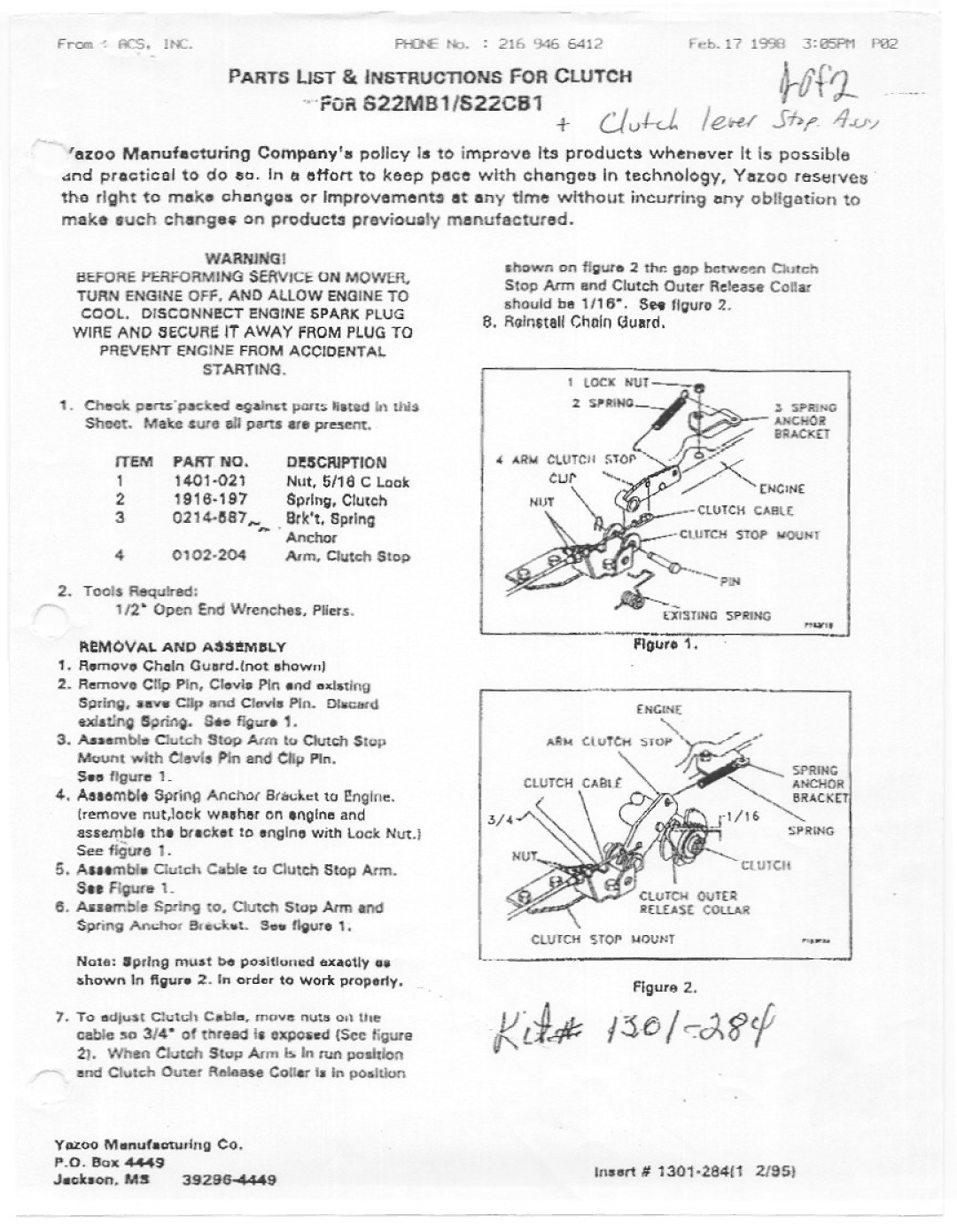 Yazoo/Kees P22MB1, P22CB1 manual 