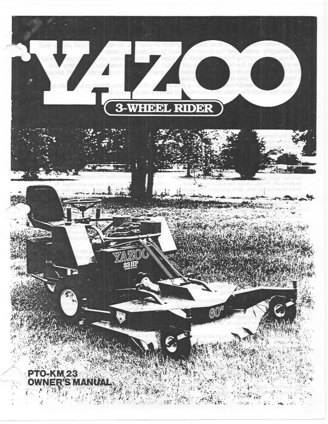 Yazoo/Kees PTO-KM 23 manual 