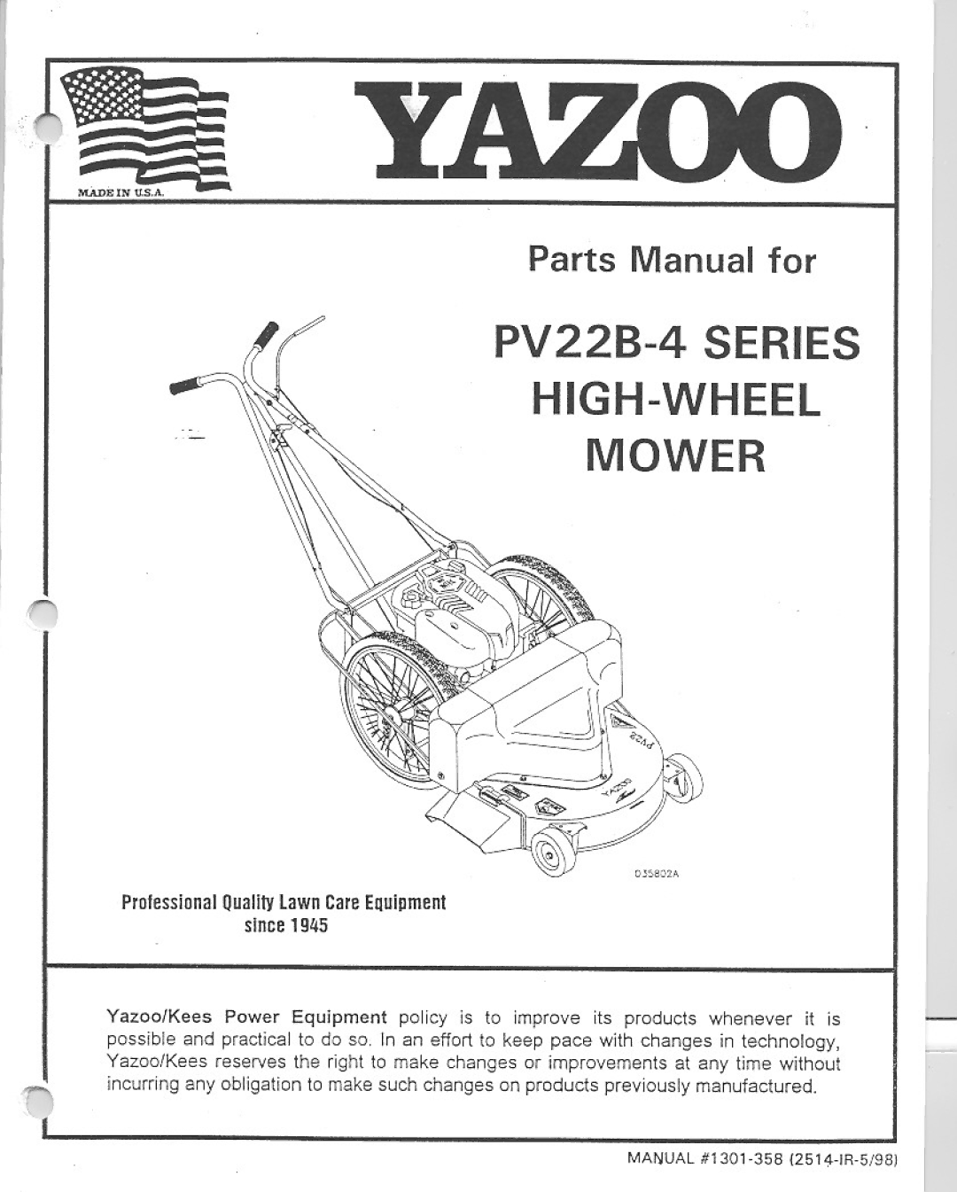 Yazoo/Kees PV22B-4 Series manual 