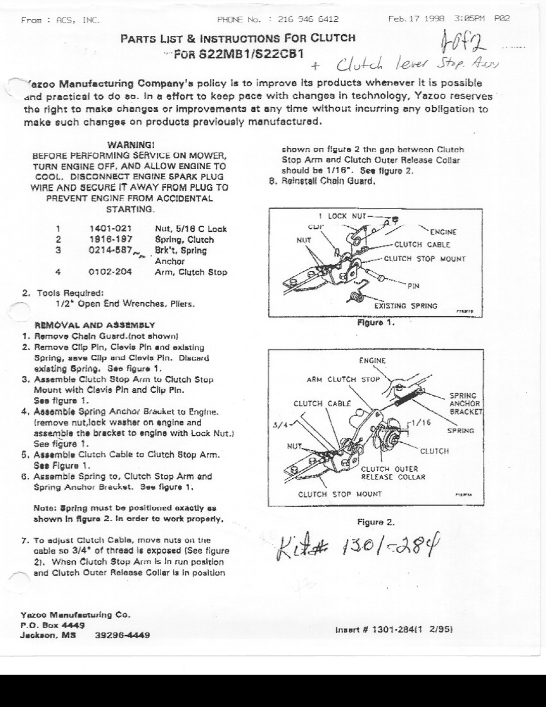 Yazoo/Kees S22MB1 manual 