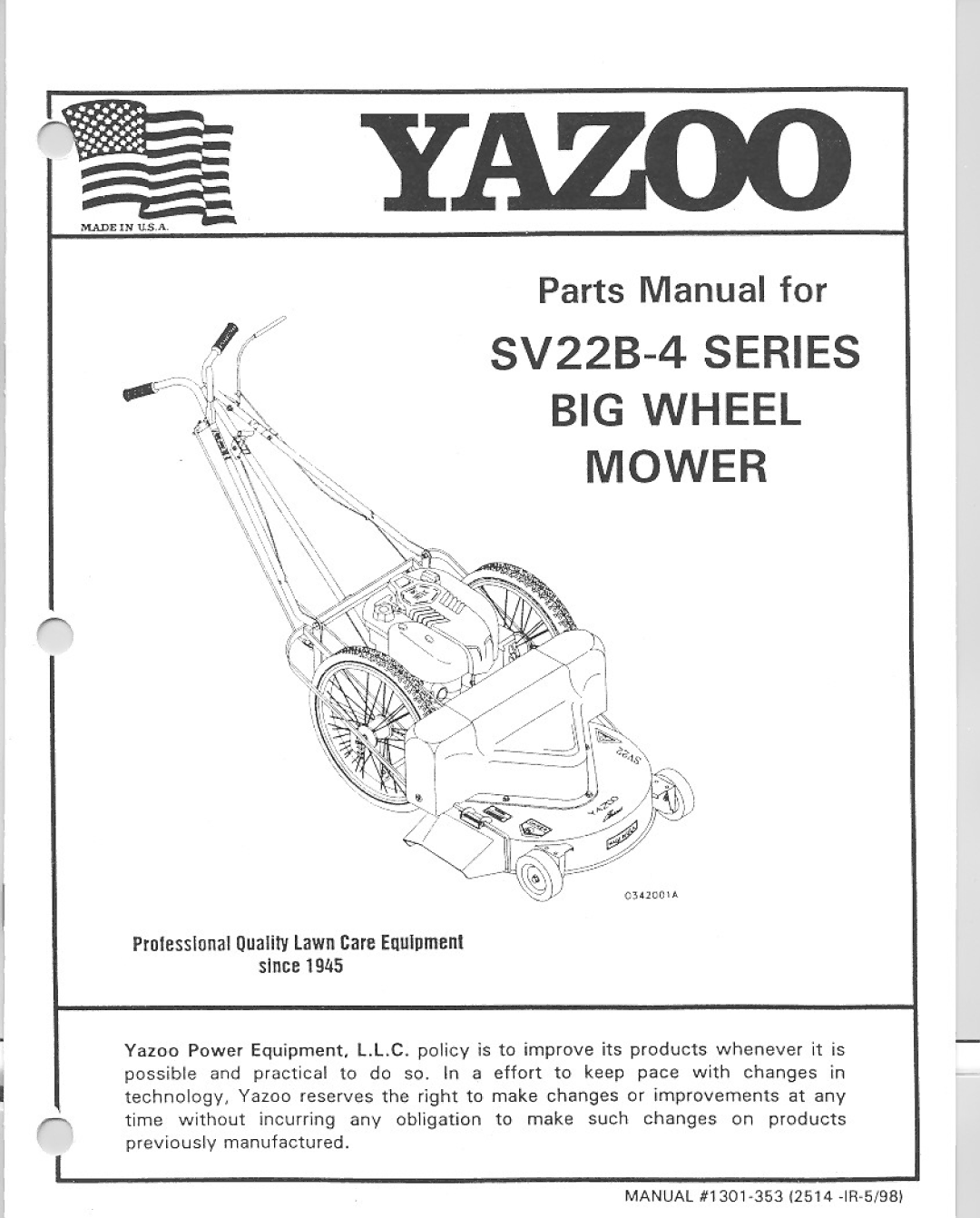 Yazoo/Kees SV22B-4 Series manual 