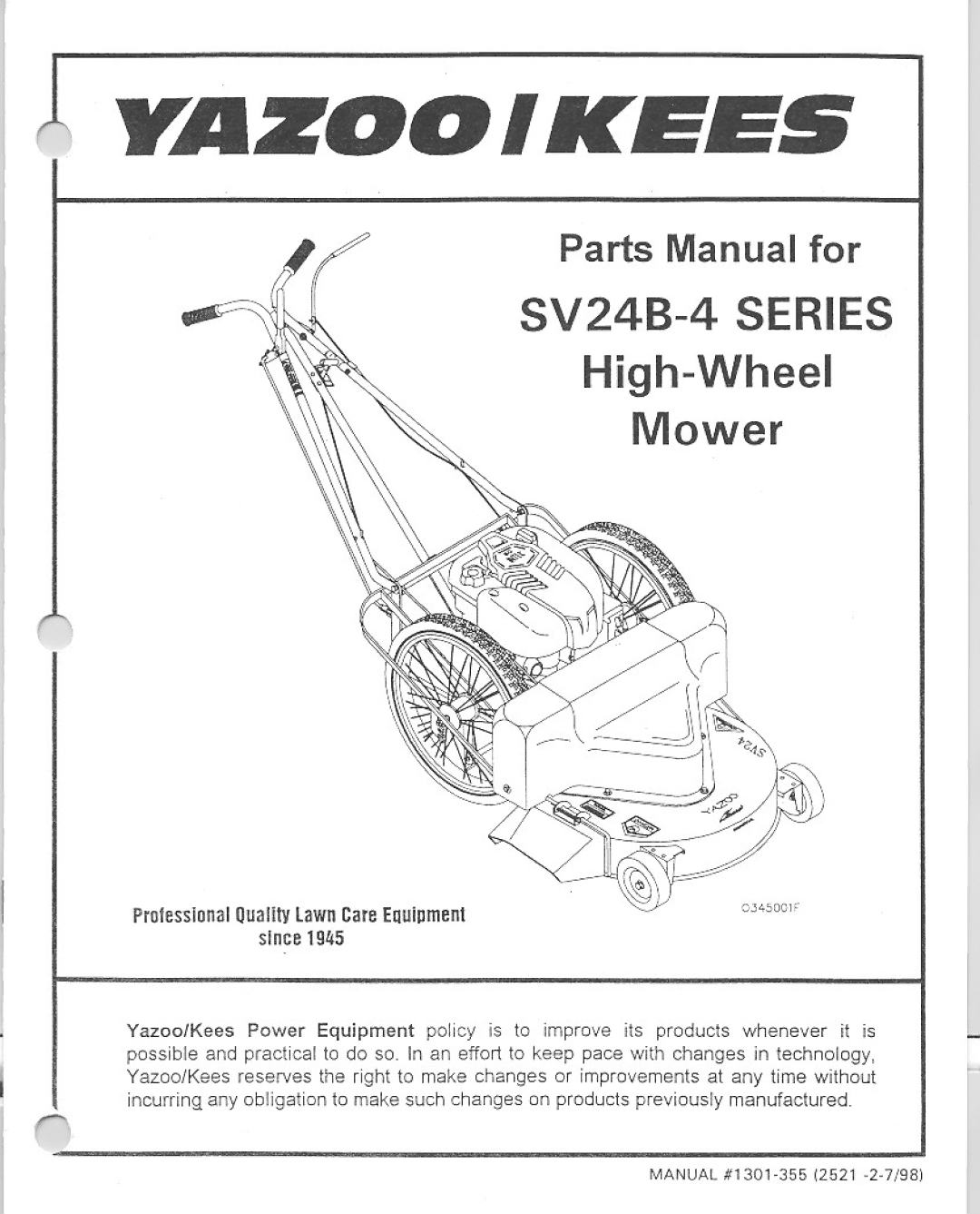 Yazoo/Kees SV24B-4 manual 