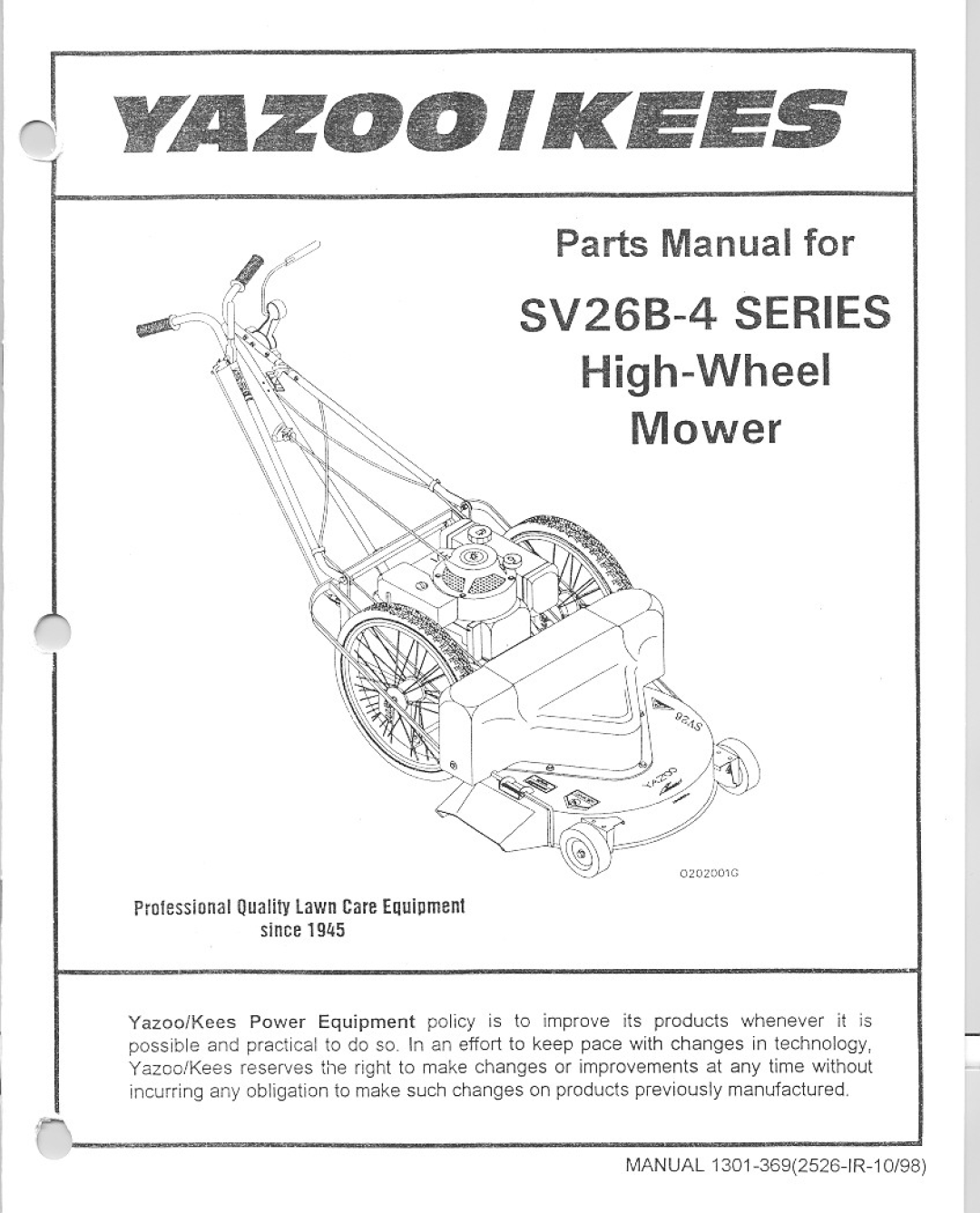 Yazoo/Kees SV26B-4 Series manual 