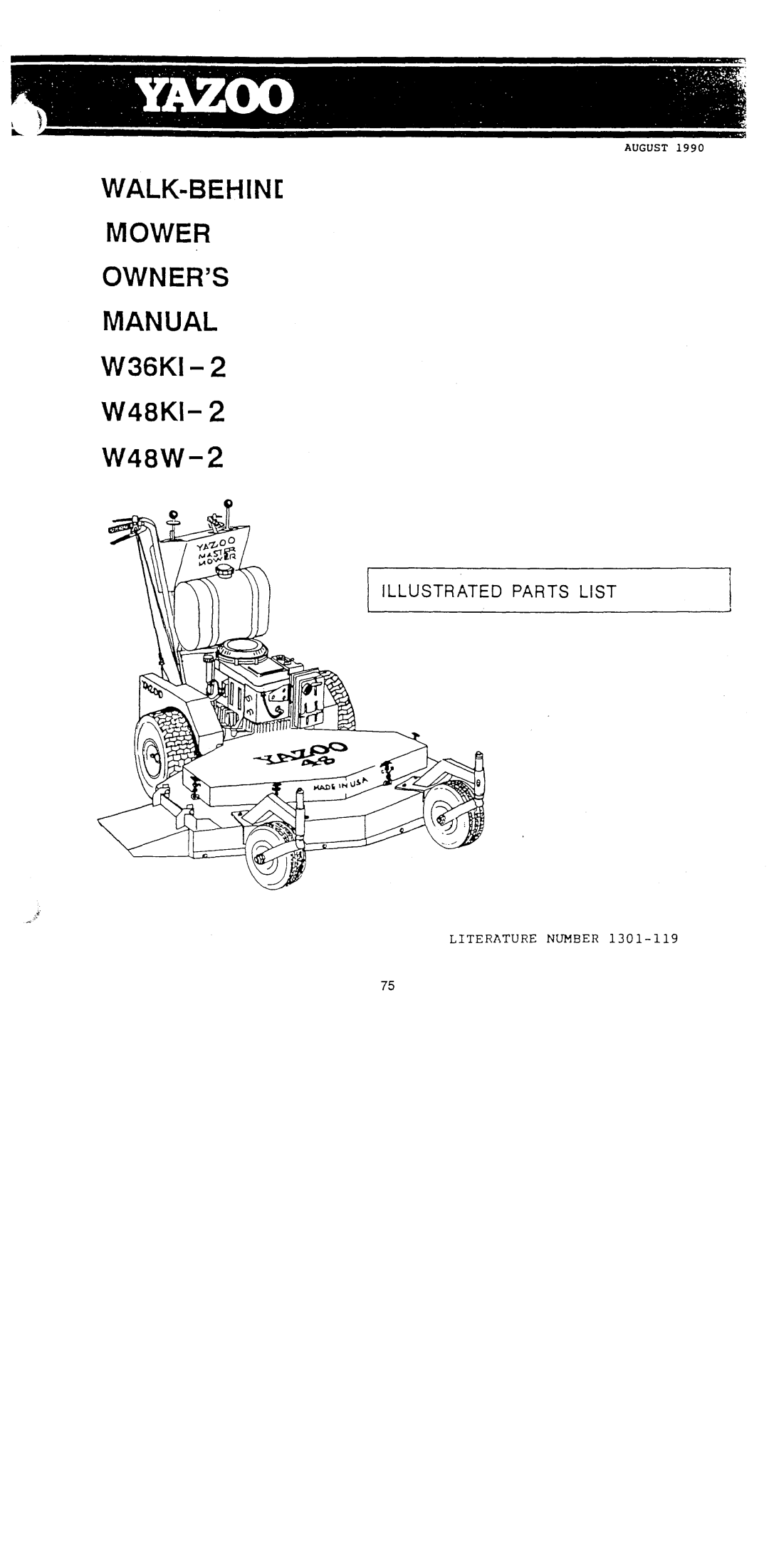 Yazoo/Kees W36KI-2, W48KI-2, W48W-2 manual 