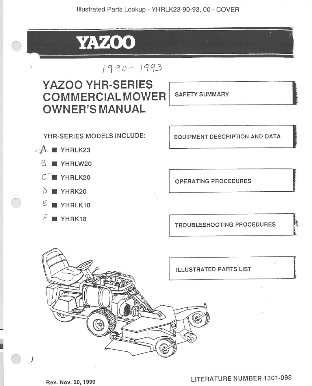 Yazoo/Kees YHR-SERIES manual 