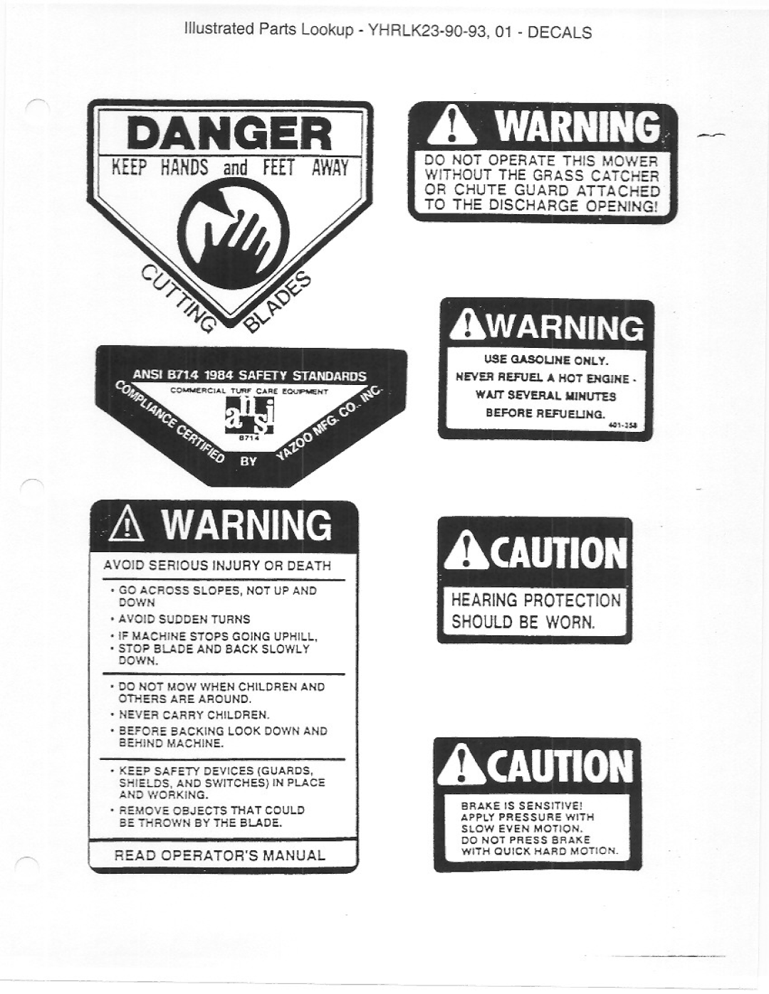 Yazoo/Kees YHR-SERIES manual 