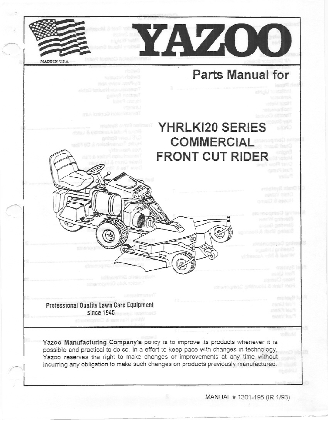 Yazoo/Kees YHRLK120 Series manual 