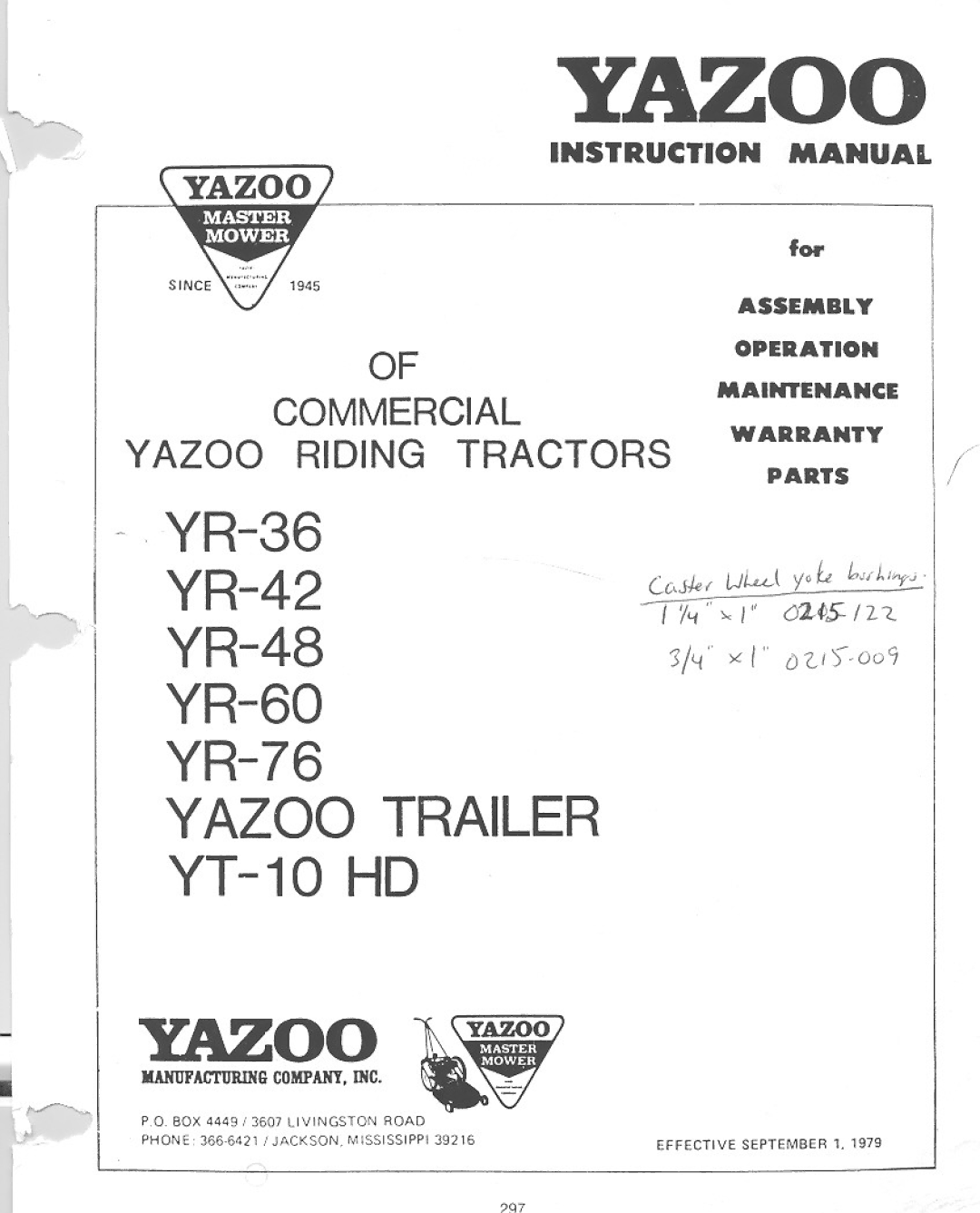 Yazoo/Kees YAZOO TRAILER, YT-10 HD manual 