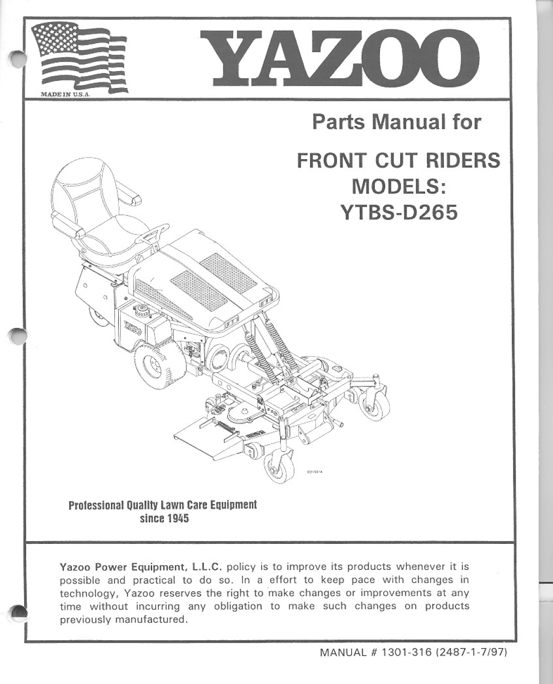 Yazoo/Kees YTBS-D265 manual 