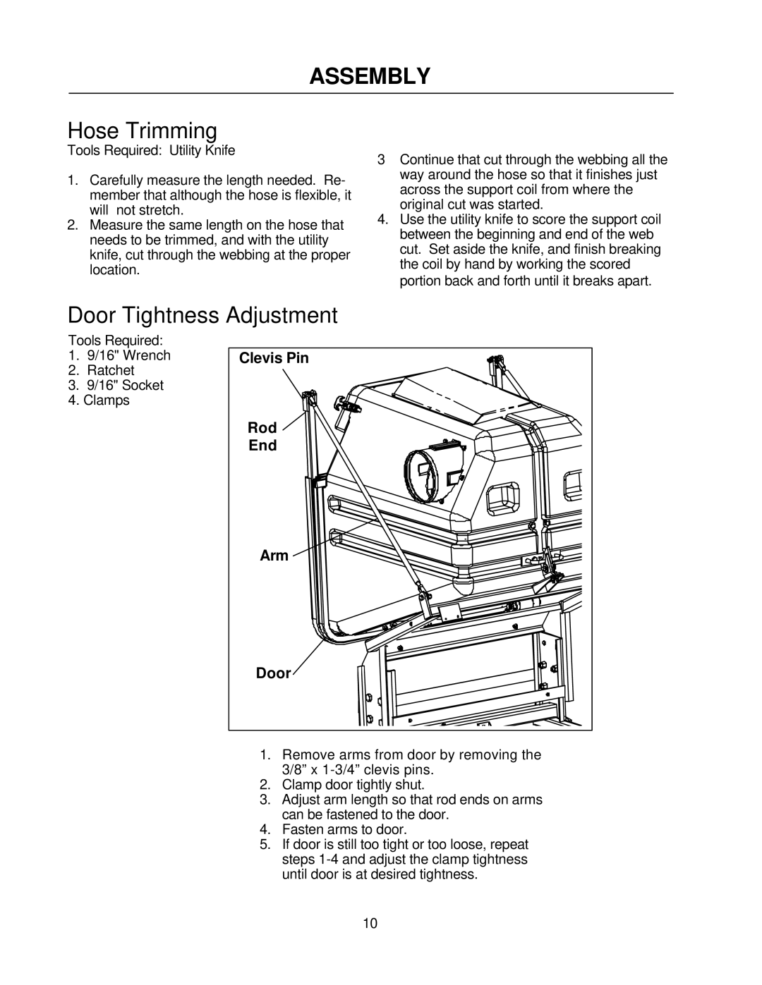 Yazoo/Kees Z9A manual Hose Trimming 