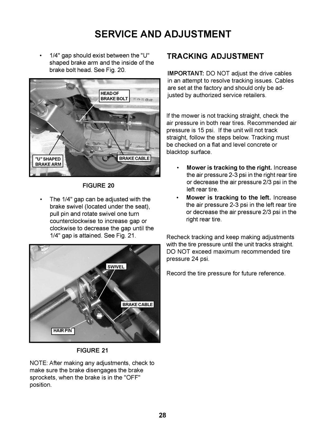 Yazoo/Kees ZCBI48180 manual Tracking Adjustment 