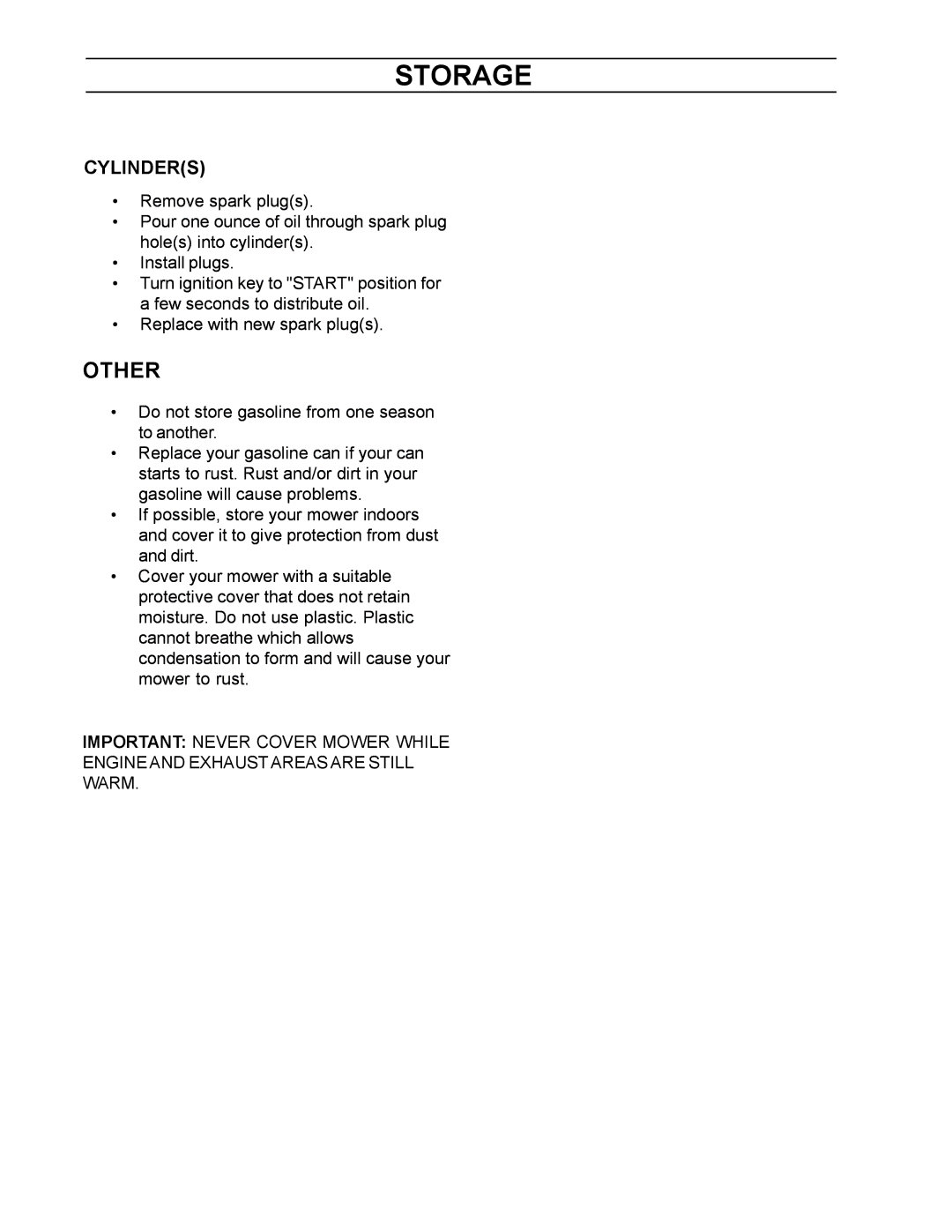 Yazoo/Kees ZCBI48181 manual Other, Cylinders 