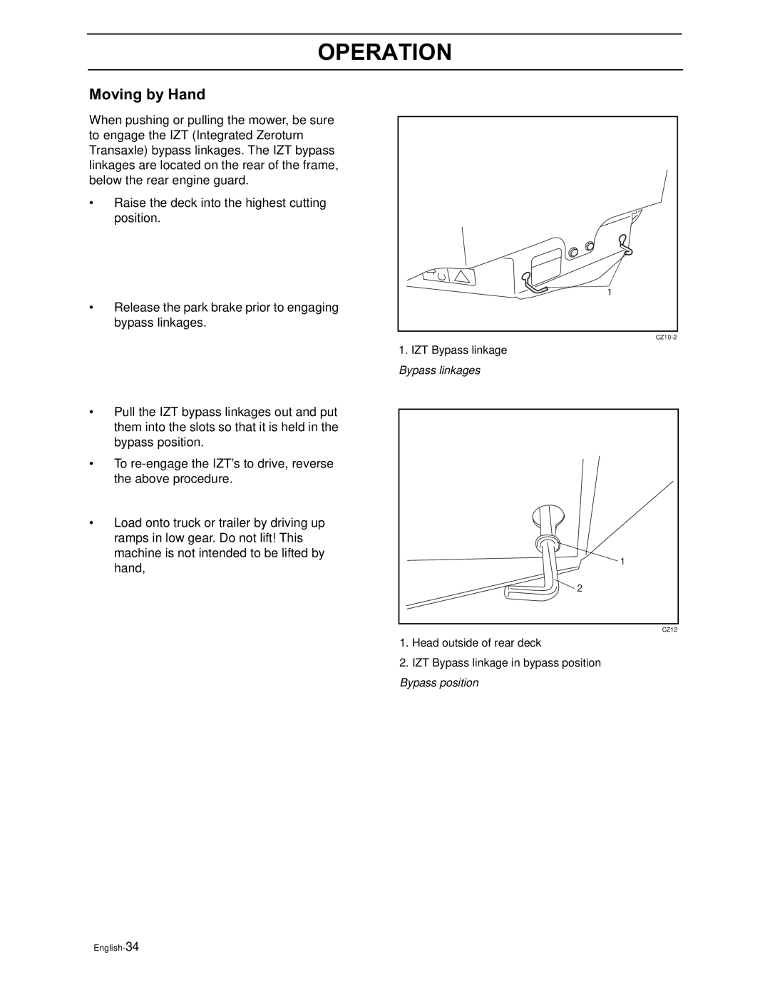 Yazoo/Kees ZEKH48240, ZEKH52240, ZEKH42200 manual Moving by Hand 