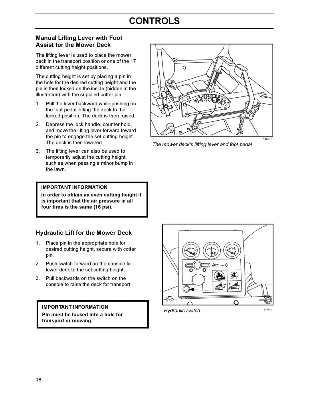 Yazoo/Kees ZHDD61270, ZHDD61340, ZHDD72340 manual Manual Lifting Lever with Foot Assist for the Mower Deck 