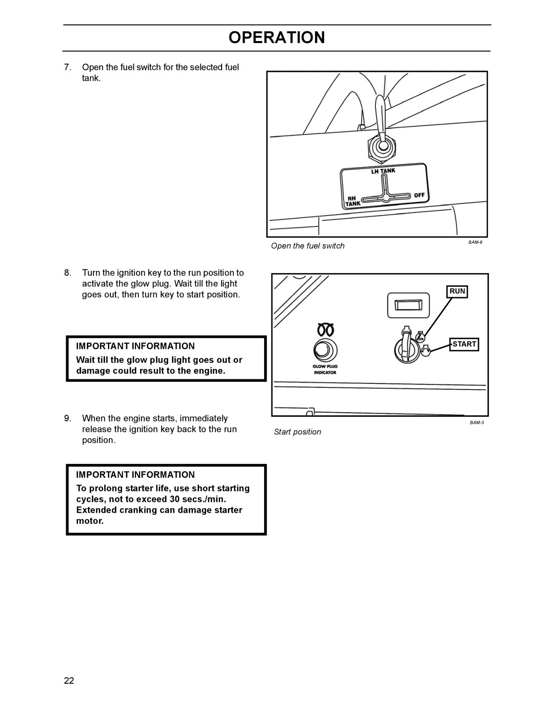 Yazoo/Kees ZHDD61270, ZHDD61340, ZHDD72340 manual Open the fuel switch for the selected fuel tank 