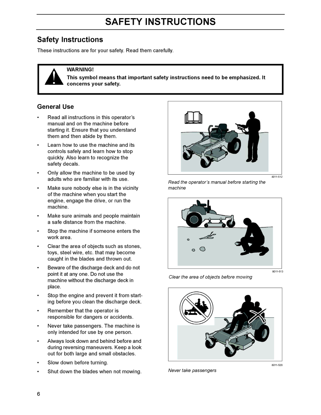 Yazoo/Kees ZHDD61270, ZHDD61340, ZHDD72340 manual Safety Instructions, General Use 