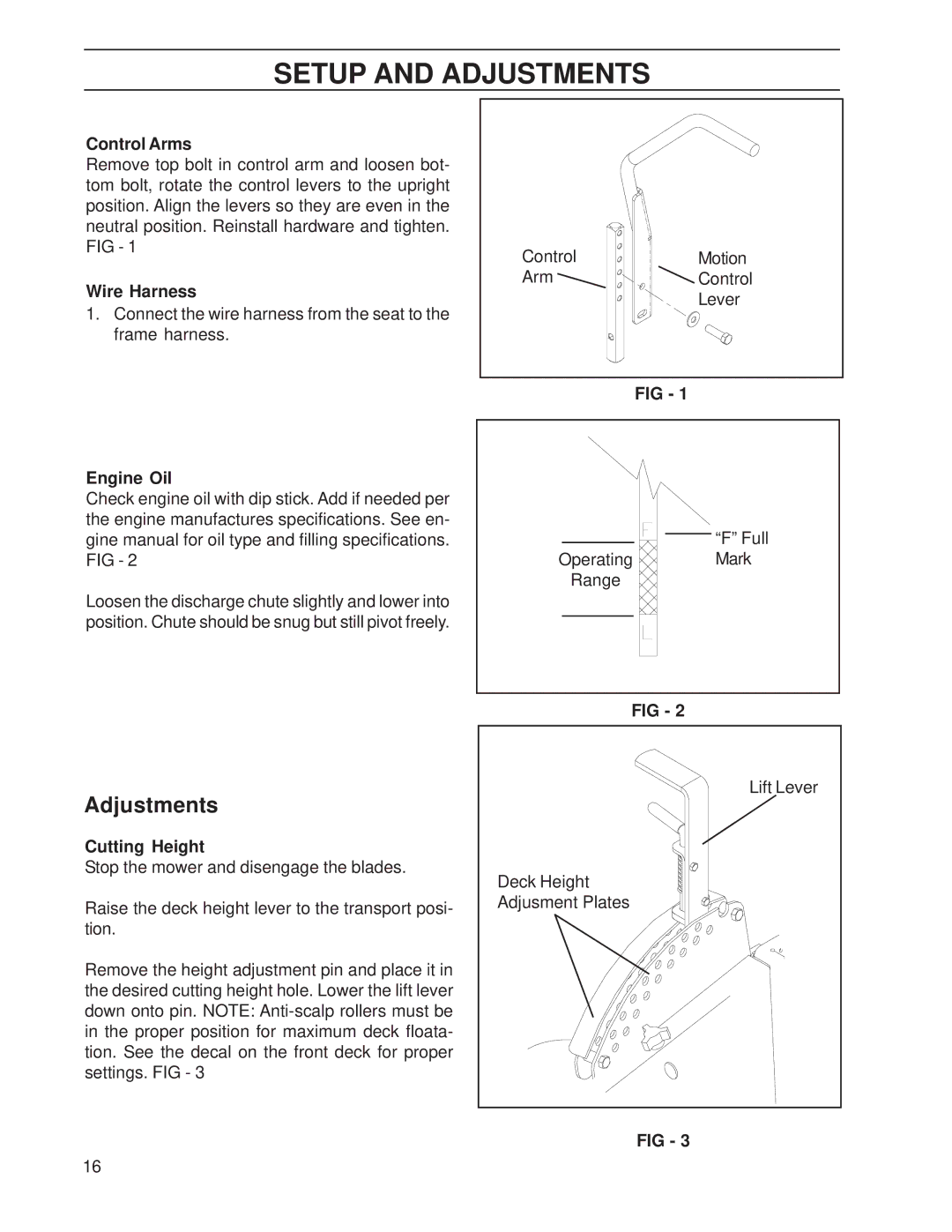 Yazoo/Kees ZHDD61271, ZHDD72341 manual Adjustments, Control Arms 