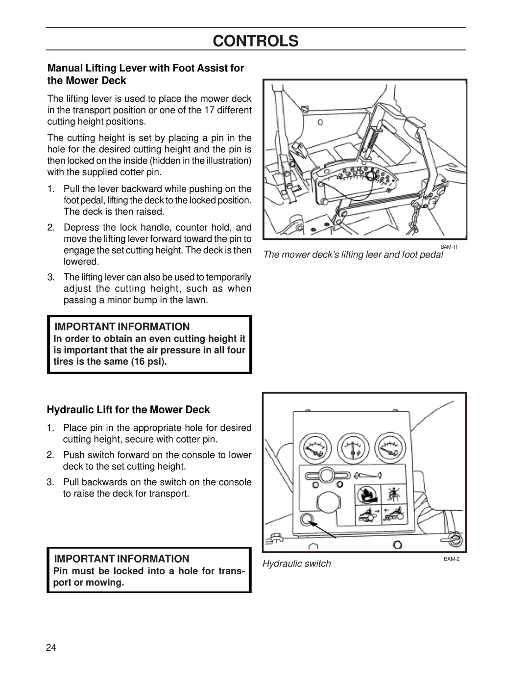 Yazoo/Kees ZHDD61271, ZHDD72341 manual Manual Lifting Lever with Foot Assist for the Mower Deck 