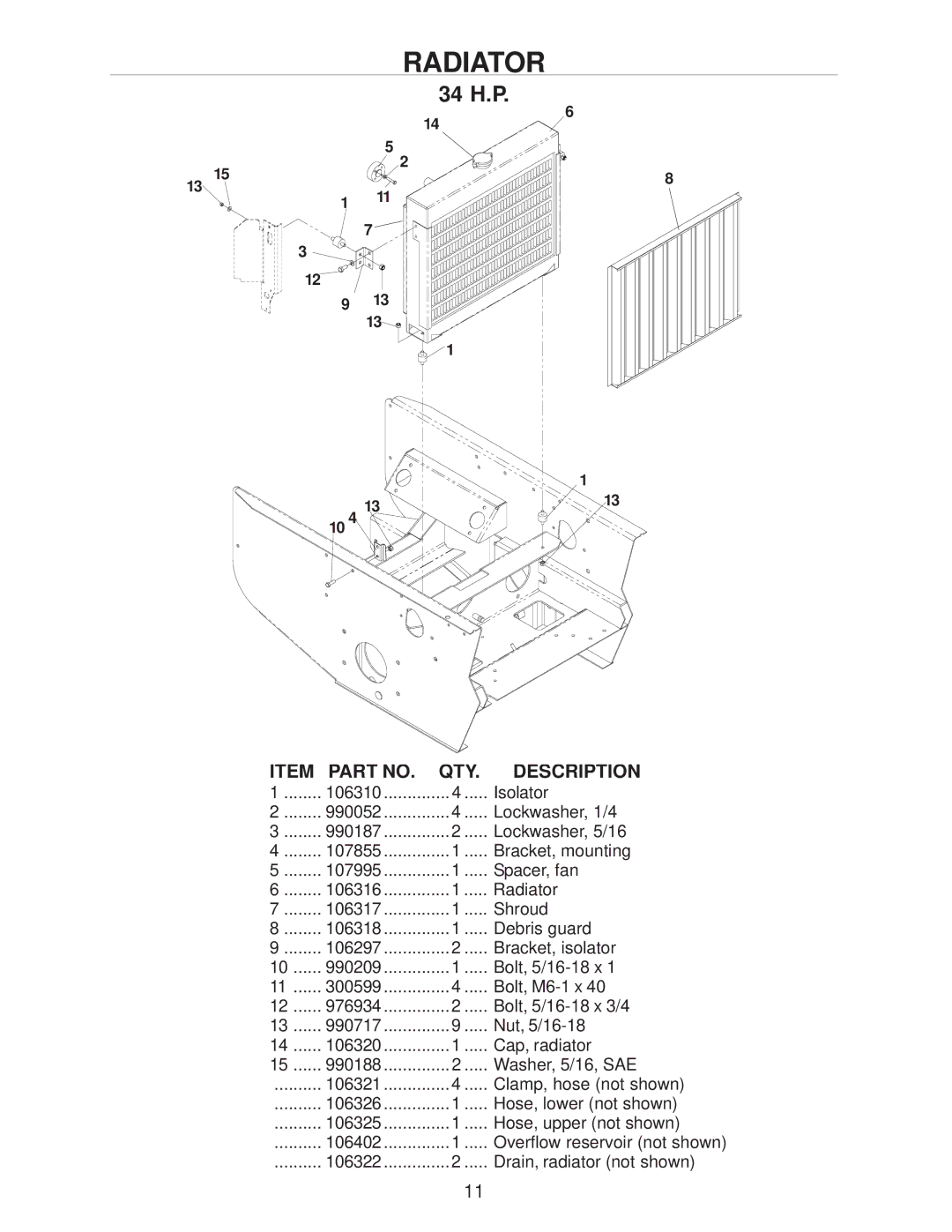 Yazoo/Kees ZHDD61270, ZHDD61340, ZHDD72340 manual 107995 