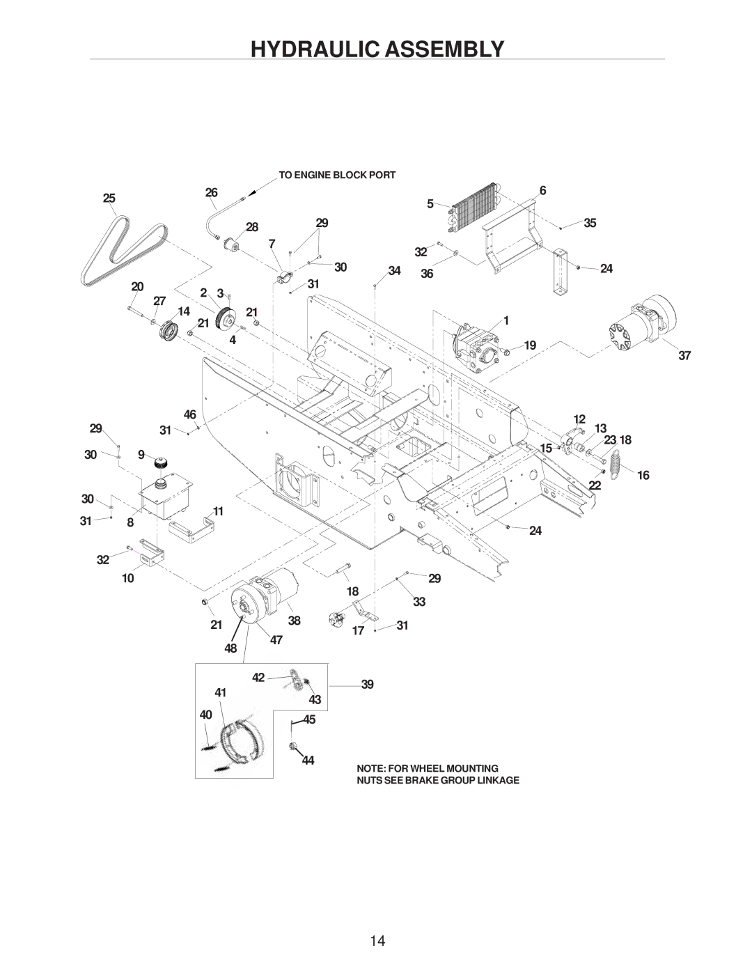 Yazoo/Kees ZHDD61270, ZHDD61340, ZHDD72340 manual Hydraulic Assembly 