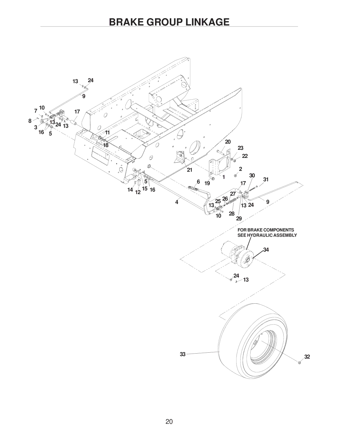 Yazoo/Kees ZHDD61270, ZHDD61340, ZHDD72340 manual Brake Group Linkage 