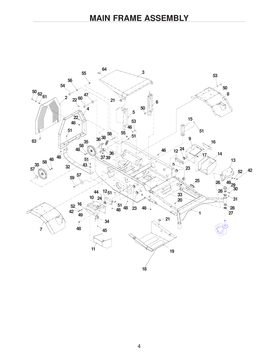 Yazoo/Kees ZHDD72340, ZHDD61340, ZHDD61270 manual Main Frame Assembly 