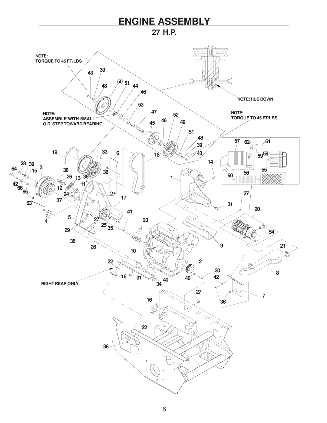 Yazoo/Kees ZHDD61340, ZHDD72340, ZHDD61270 manual Engine Assembly 