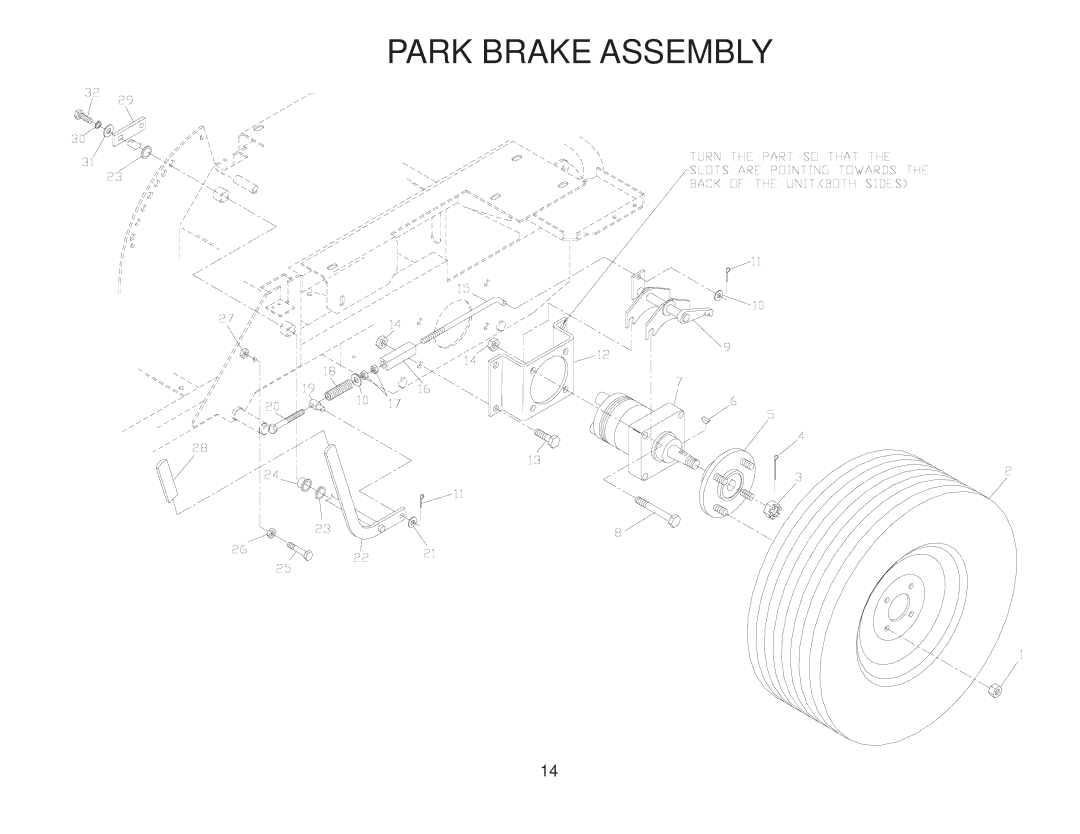 Yazoo/Kees ZKWQL48190 manual Park Brake Assembly 