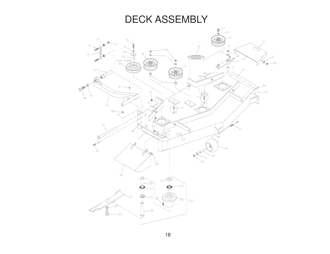 Yazoo/Kees ZKWQL48190 manual Deck Assembly 