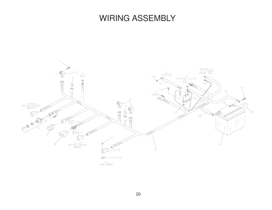 Yazoo/Kees ZKWQL48190 manual Wiring Assembly 