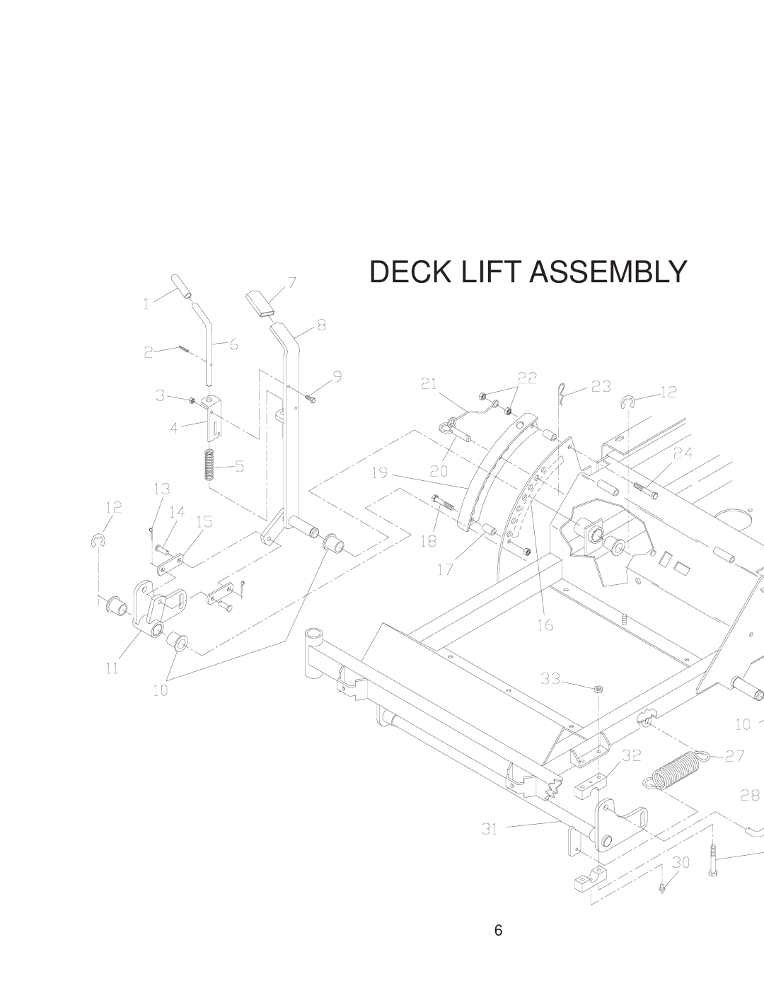 Yazoo/Kees ZKWQL48190 manual Deck Lift Assembly 