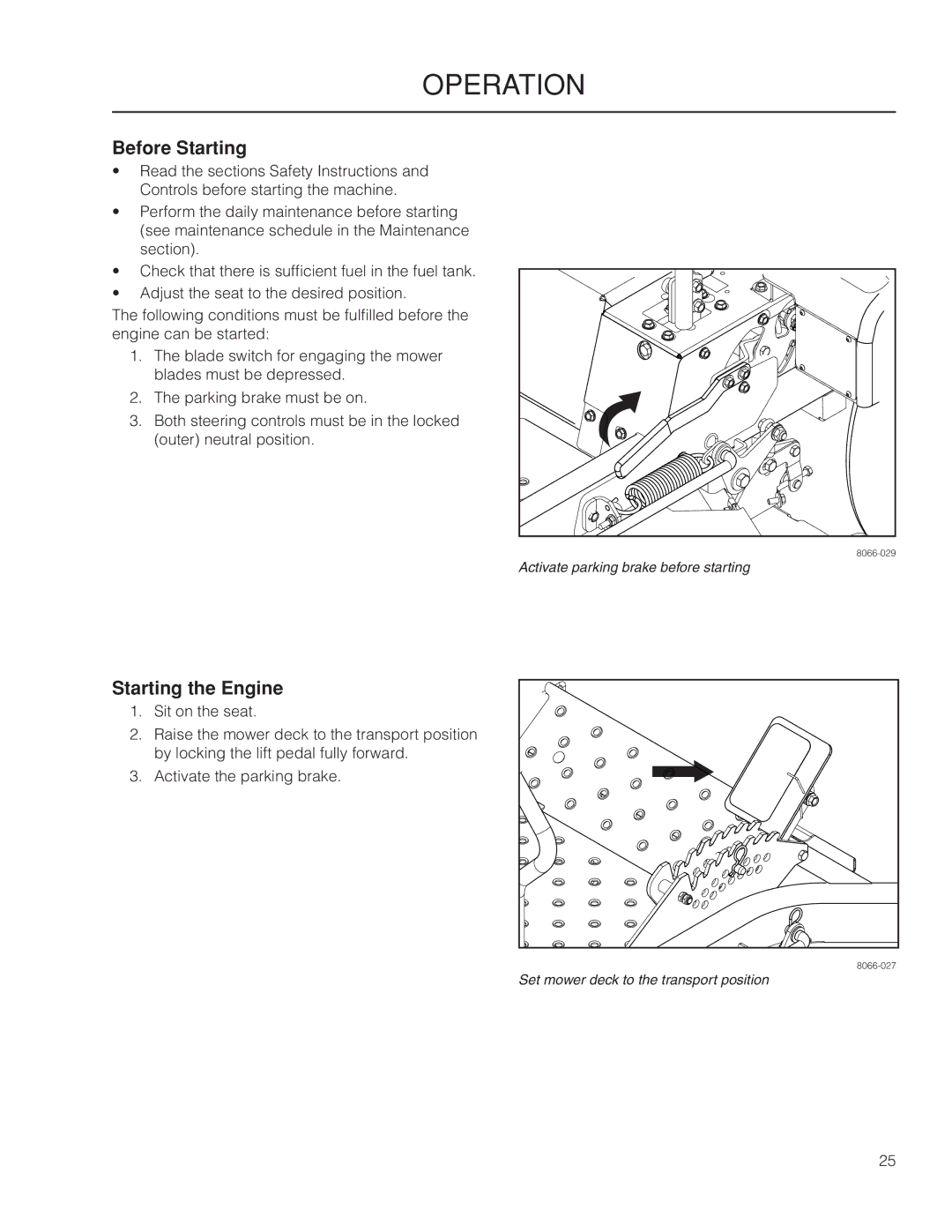 Yazoo/Kees ZMKW 6124, ZMKW 5222 manual Before Starting, Starting the Engine 