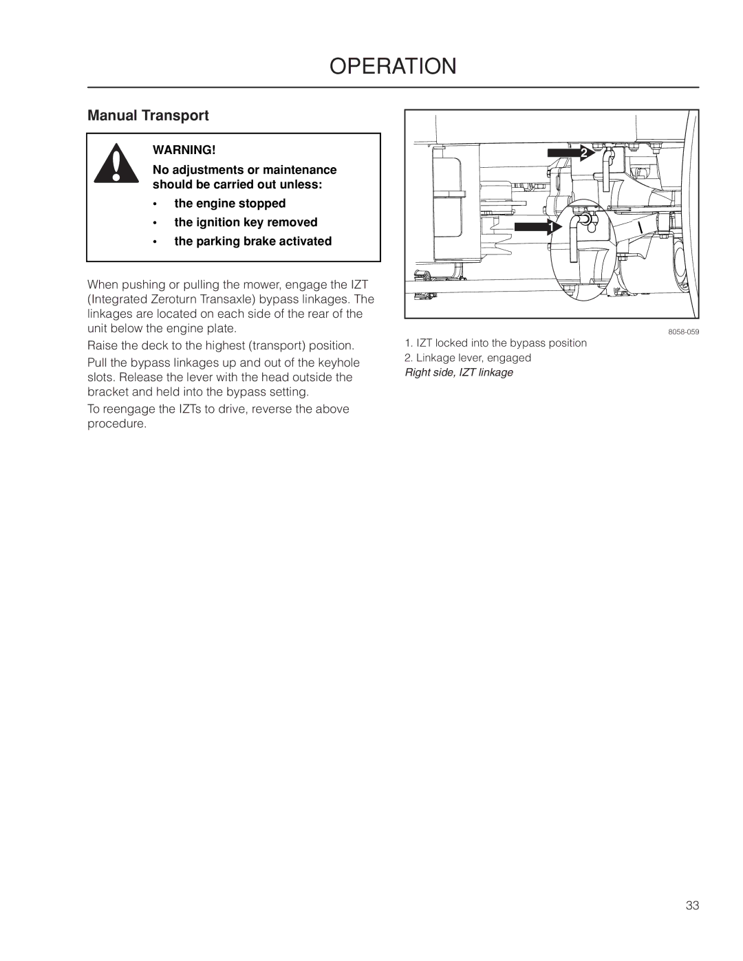 Yazoo/Kees ZMKW 6124, ZMKW 5222 manual Manual Transport 