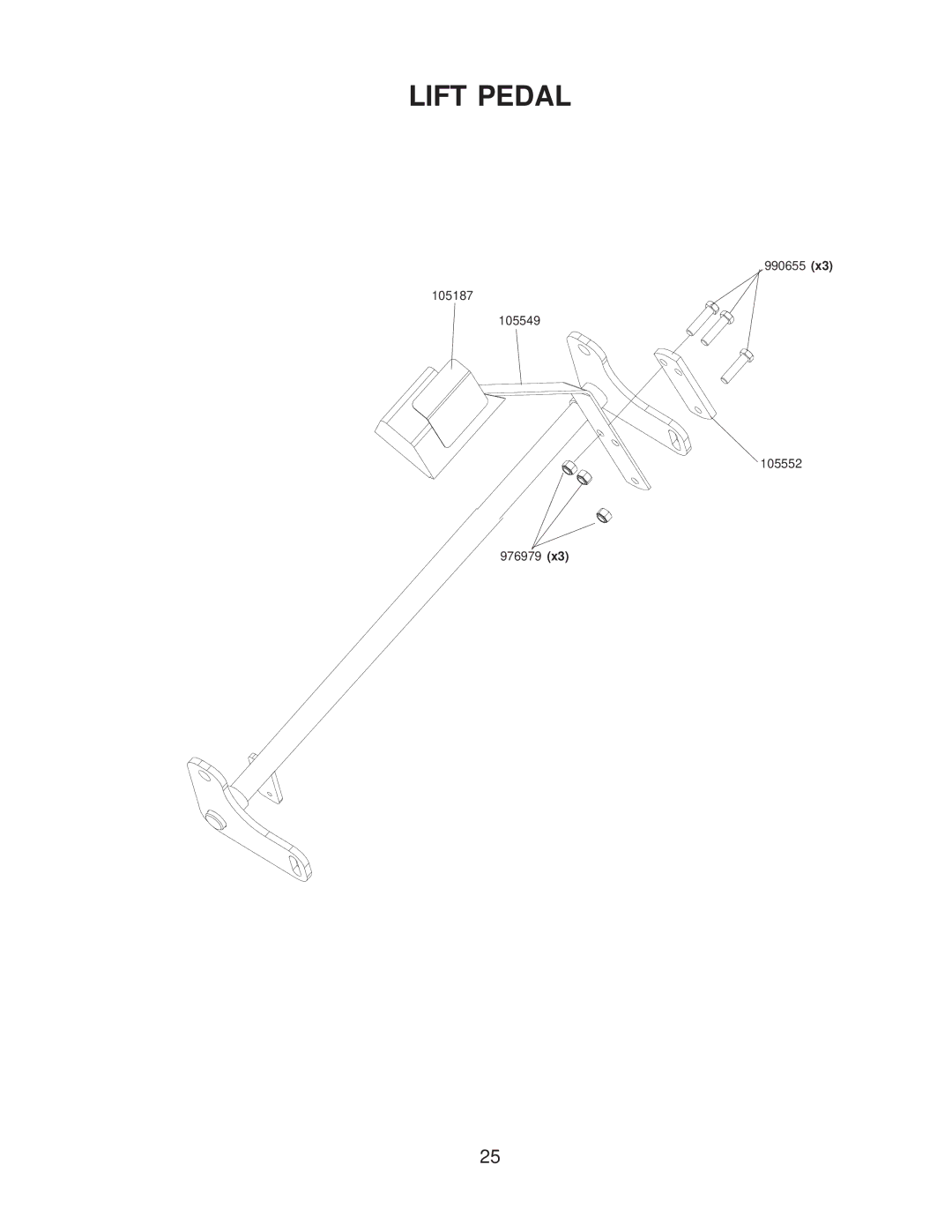 Yazoo/Kees ZMKW4817 manual Lift Pedal 