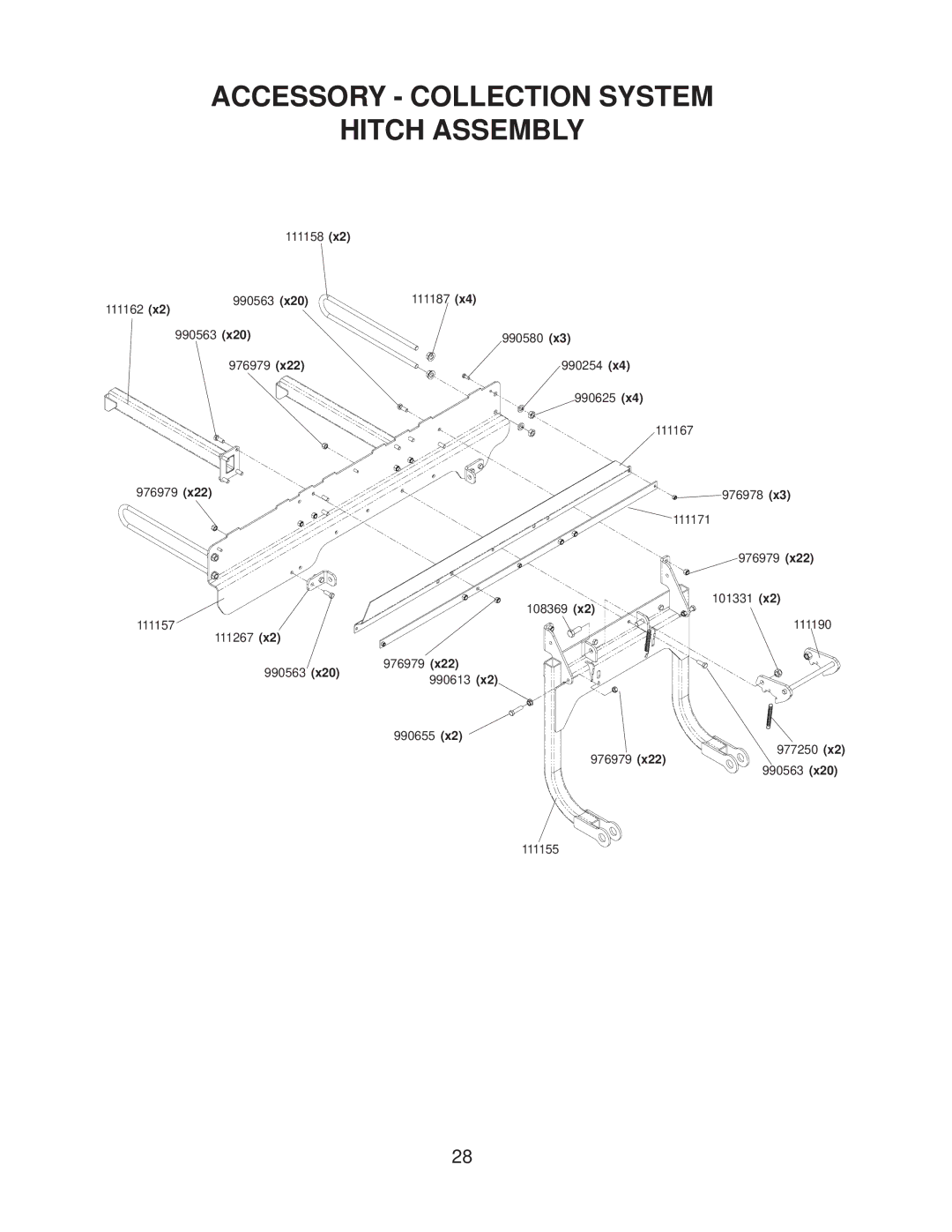 Yazoo/Kees ZMKW4817 manual Accessory Collection System Hitch Assembly 