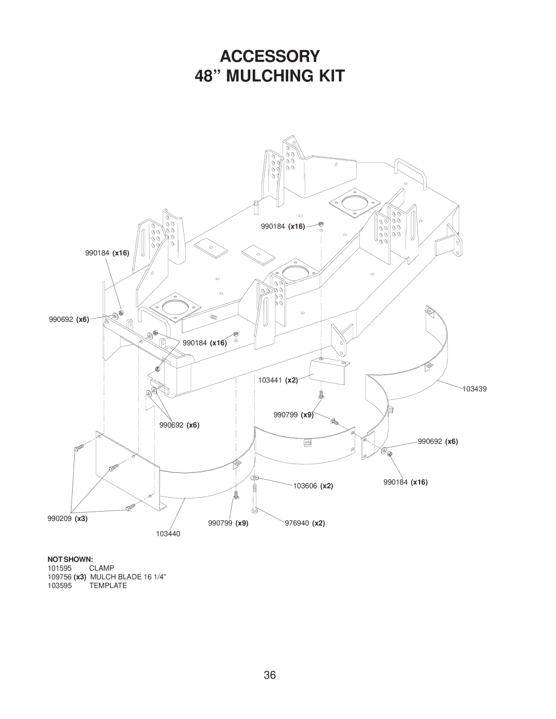 Yazoo/Kees ZMKW4817 manual Accessory Mulching KIT 