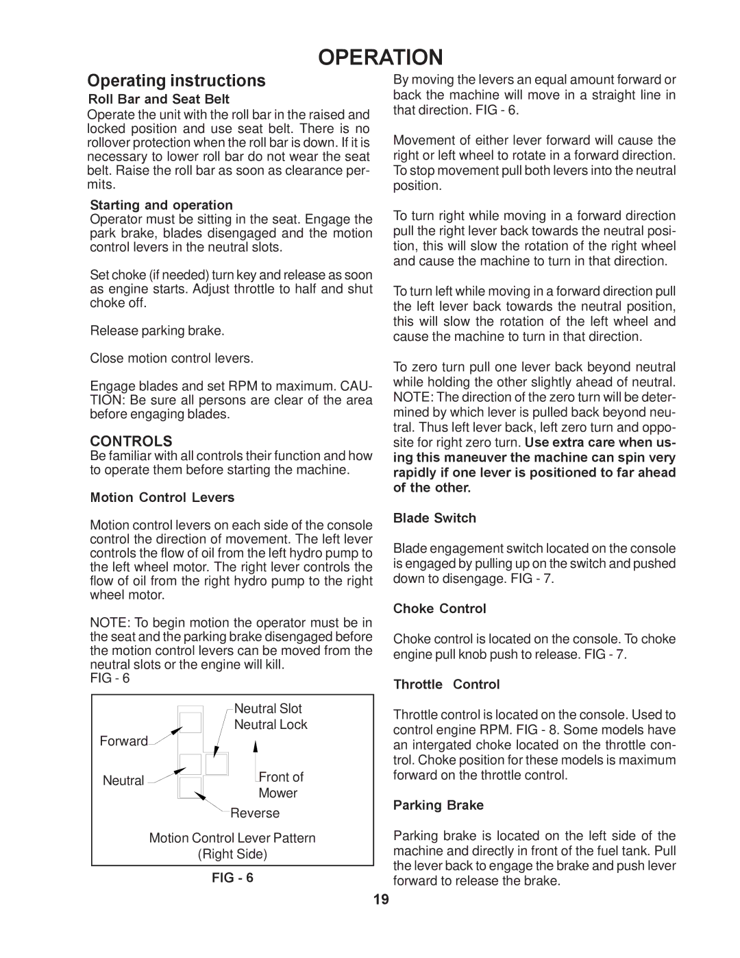 Yazoo/Kees ZMKW48171, ZMKW48192, ZMKW52212, ZMKH52232, ZMKH61251 manual Operation, Operating instructions 