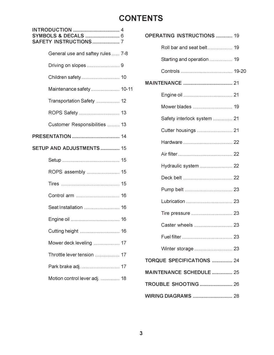 Yazoo/Kees ZMKW48171, ZMKW48192, ZMKW52212, ZMKH52232, ZMKH61251 manual Contents 