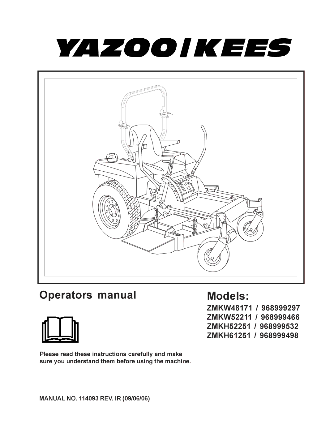 Yazoo/Kees ZMKH52251 / 968999532, ZMKW52211 / 968999466, ZMKW48171 / 968999297 manual ZMKH61251 