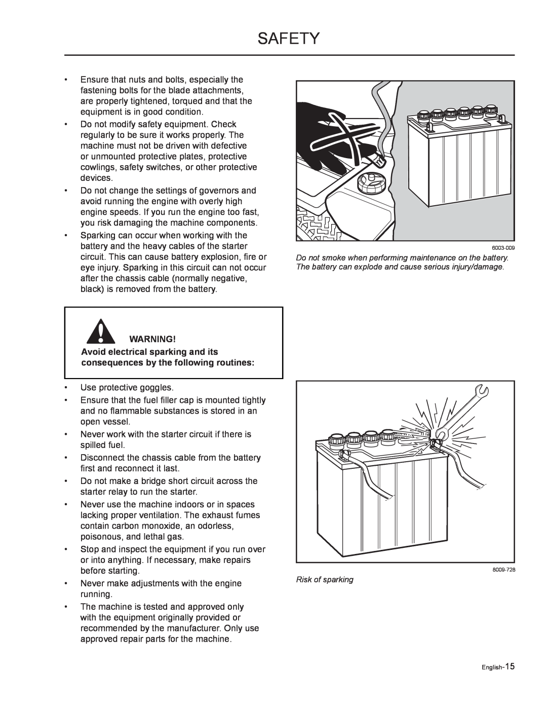 Yazoo/Kees ZMKW52212, ZMKH61252, ZMKW48192, ZMKH52252, ZMKW48172 manual Safety, Risk of sparking, English-15 