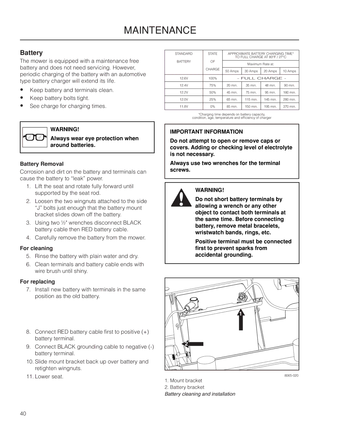 Yazoo/Kees ZPKW5426 manual Battery, For cleaning, For replacing 