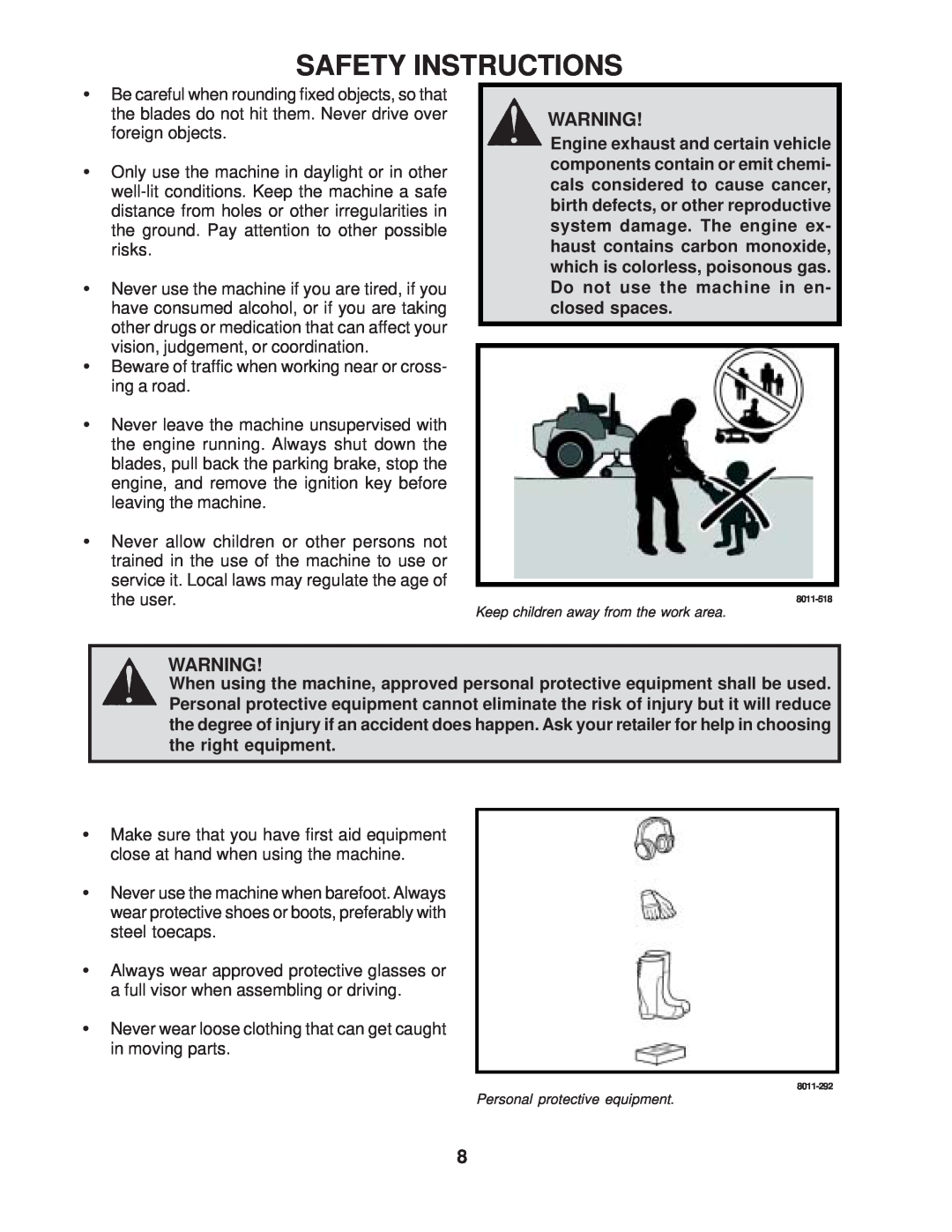 Yazoo/Kees ZVKH61303 manual Safety Instructions, Keep children away from the work area, Personal protective equipment 