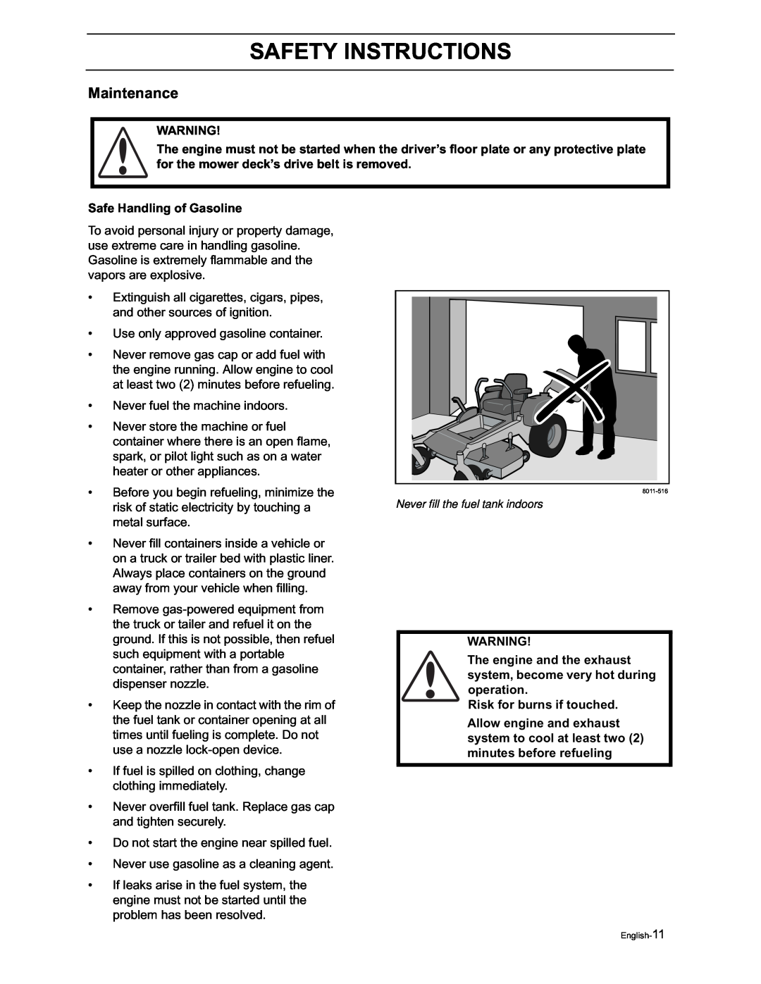 Yazoo/Kees ZVKH61273, ZVKW52253 manual Maintenance, Safety Instructions 