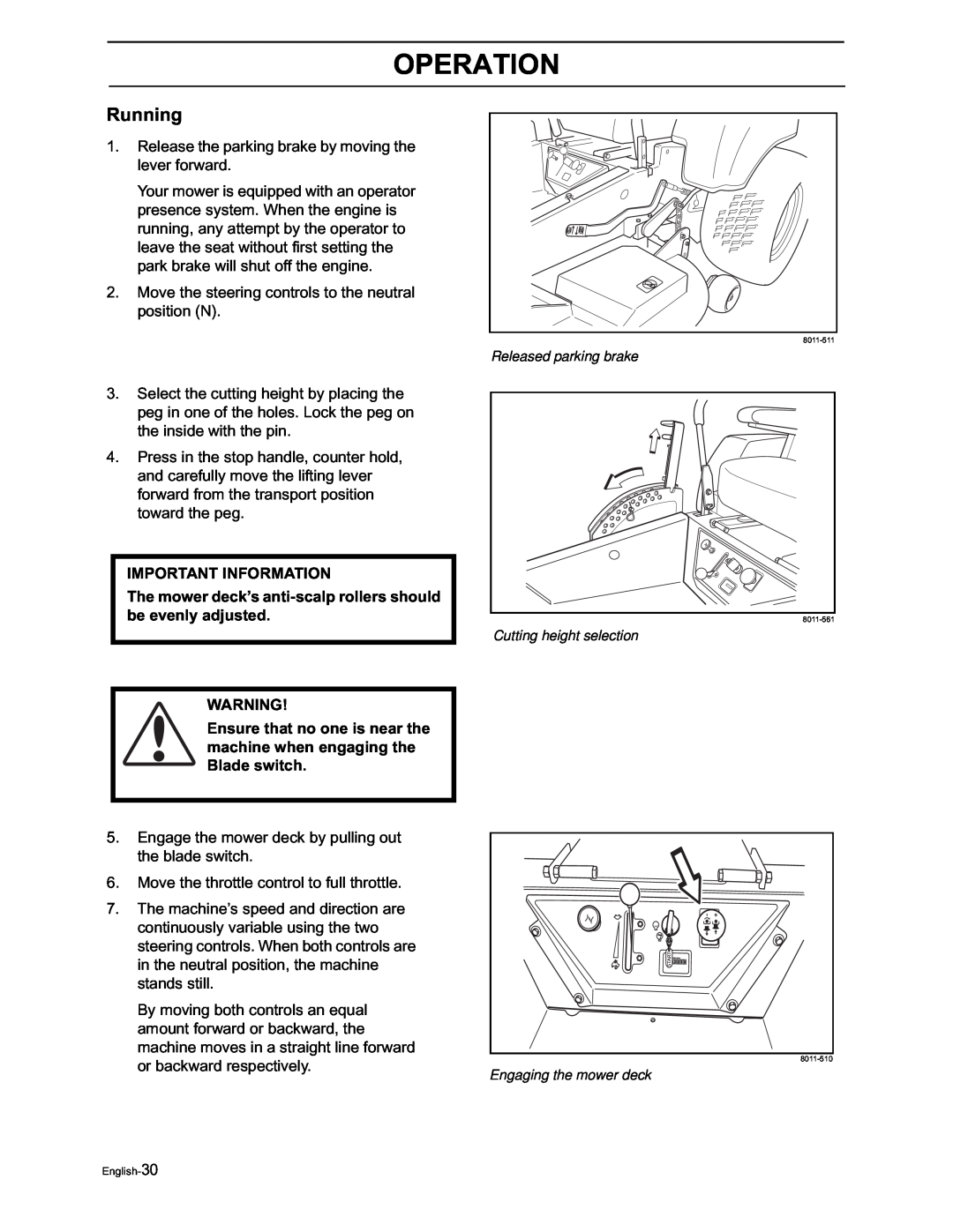 Yazoo/Kees ZVKW52253, ZVKH61273 manual Running, Operation 