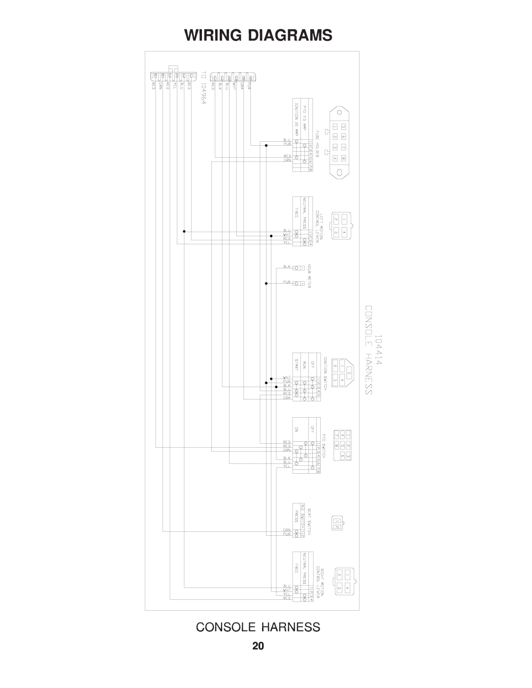 Yazoo/Kees ZVKE61261, ZVKW61251, ZVKW61231, ZVKW52251, ZVKW52231, ZVKHL61231, ZVKH61251 manual Wiring Diagrams, Console Harness 