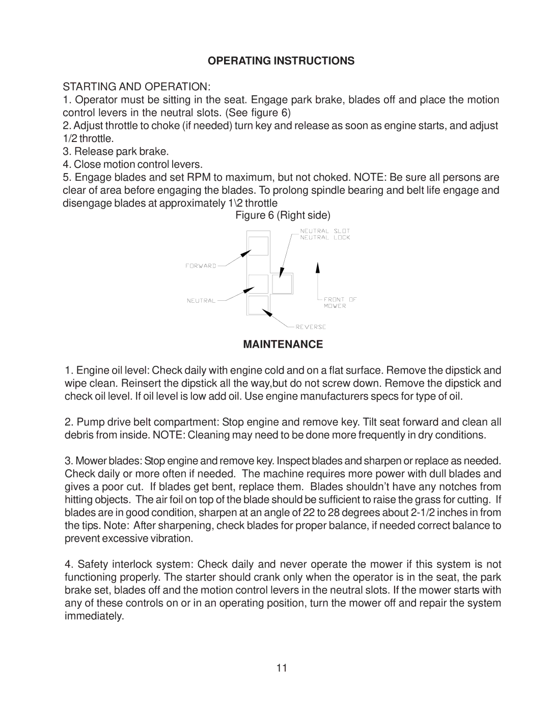 Yazoo/Kees important safety instructions Starting and Operation 