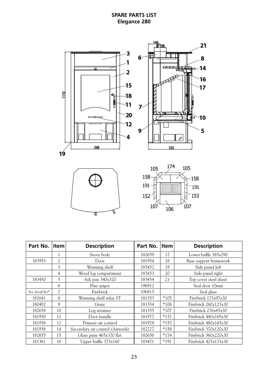 Yeoman 280, 250, 200, 220, 210, 240, 270 manual Spare Parts List 